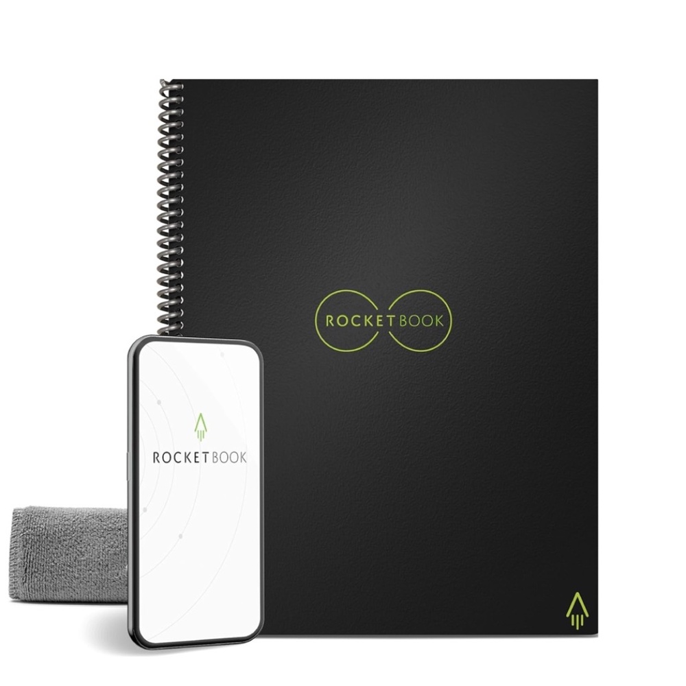 Rocketbook Core Reusable Spiral 8.5" x 11" Black Notebook